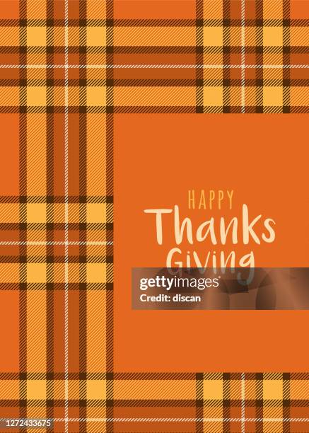 thanksgiving card template with tartan background. stock illustration - vintage banner icon set stock illustrations