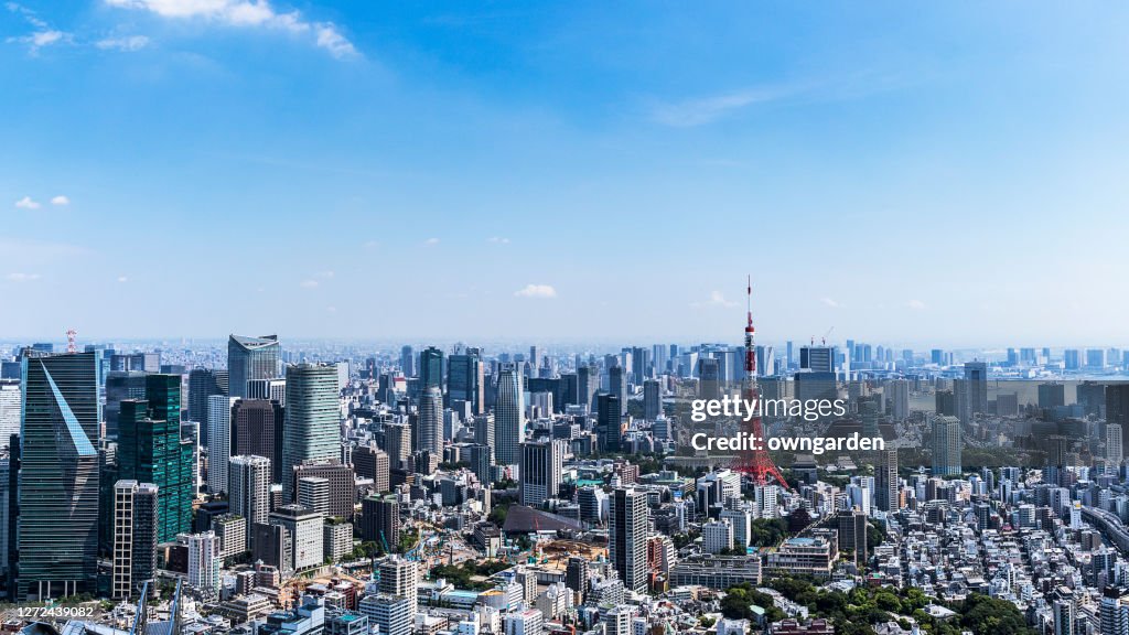 Aerial view of Tokyo skyline
