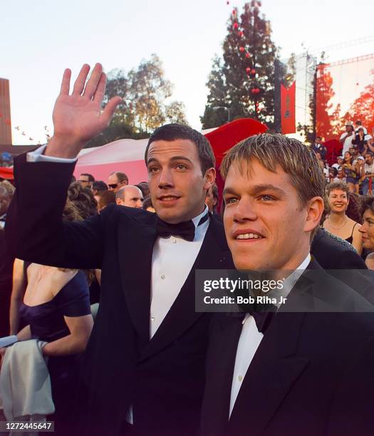 Matt Damon and Ben Affleck during arrivals to Academy Awards Show, March 23, 1998 in Los Angeles, California