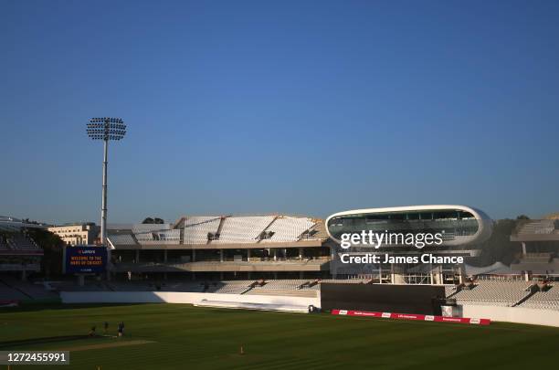 The New Compton and Edrich stand construction site is seen next to the J.P. Morgan Media Centre inside the ground prior to the Vitality Blast match...