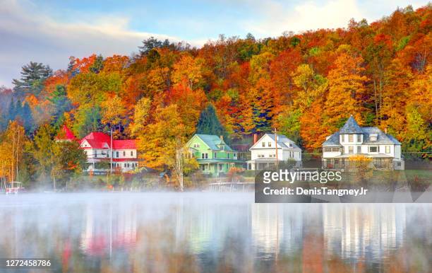 autumn in saranac lake, new york - adirondack mountains stock pictures, royalty-free photos & images