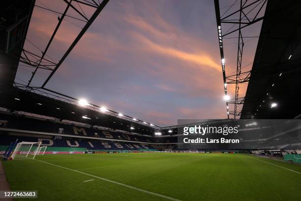 General view inside the stadium prior to the DFB Cup first round match between MSV Duisburg and Borussia Dortmund at Schauinsland-Reisen-Arena on...