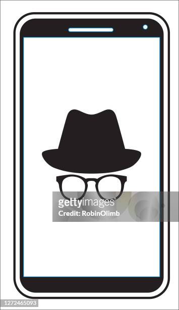 incognito smart phone icon - mystery detective stock illustrations