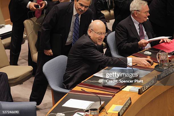Lebanese Prime Minister Najib Mikati chairs a meeting of the United Nations Security Council on September 27, 2011 in New York City. The global body...