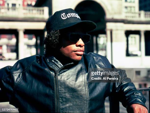 Rapper Eazy-E appears in a portrait taken in Union Square on March 1, 1990 in New York City.