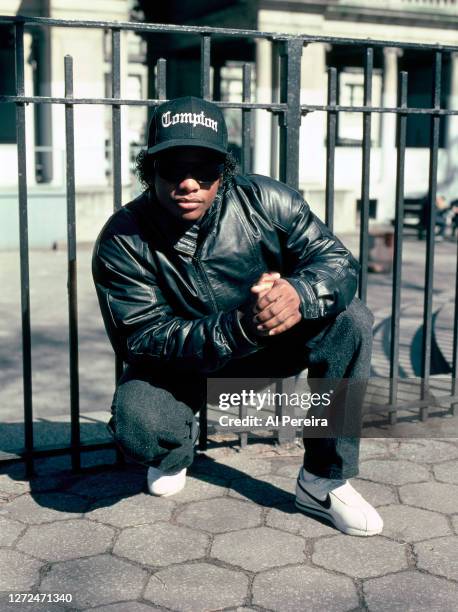 Rapper Eazy-E appears in a portrait taken in Union Square on March 1, 1990 in New York City.