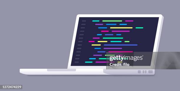 programming writing code laptop - software as a service stock illustrations