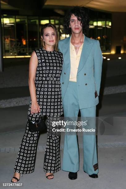 Carolina Crescentini and Francesco Motta attend the The People I like by Giovanni Gastel at the MAXXI Museum on September 14, 2020 in Rome, Italy.