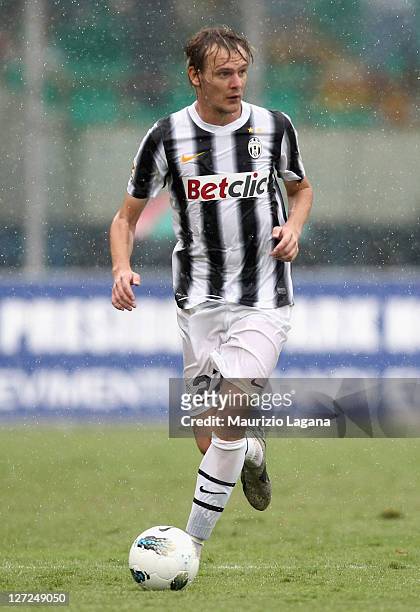 Milos Krasic of Juventus during the Serie A match between Catania Calcio and Juventus FC at Stadio Angelo Massimino on September 25, 2011 in Catania,...