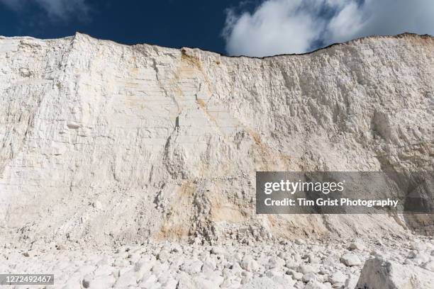 rock face of the seven sisters chalk cliffs, east sussex, uk - calciumcarbonaat stockfoto's en -beelden