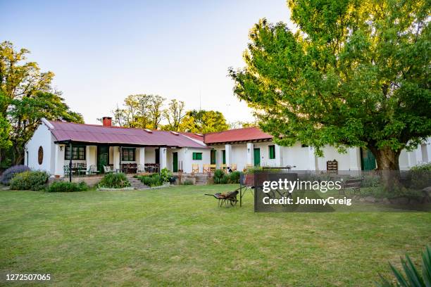 traditional argentine estancia guesthouse outside cordoba - horse ranch stock pictures, royalty-free photos & images