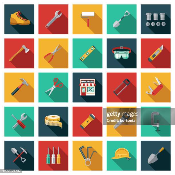 hardware store icon set - empty work boots stock illustrations