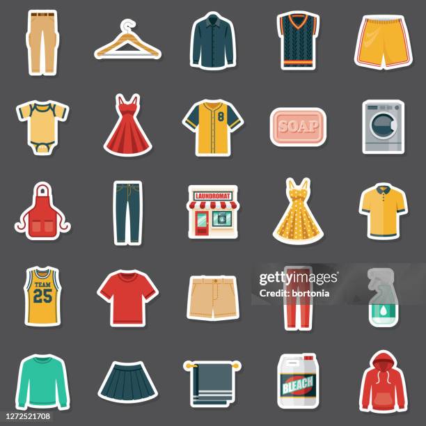 ilustrações de stock, clip art, desenhos animados e ícones de laundromat sticker set - macacão de bebé