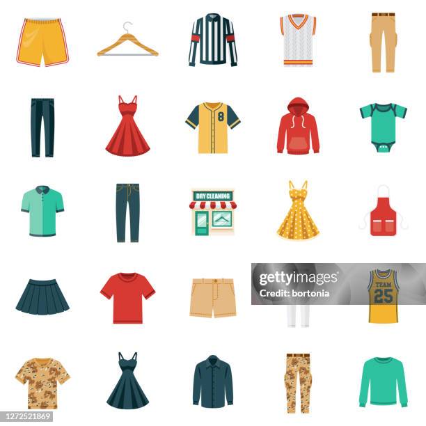 ilustrações de stock, clip art, desenhos animados e ícones de dry cleaning shop icon set - polo shirt