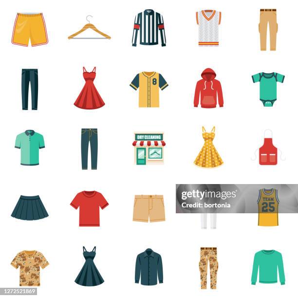 dry cleaning shop icon set - skirt dress stock illustrations