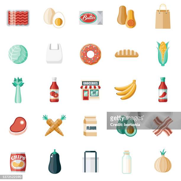 ilustrações de stock, clip art, desenhos animados e ícones de grocery store icon set - manteiga