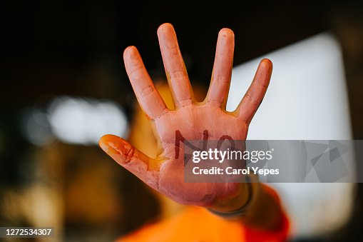 Open palm showing no word written on it Open palm showing no word written on it