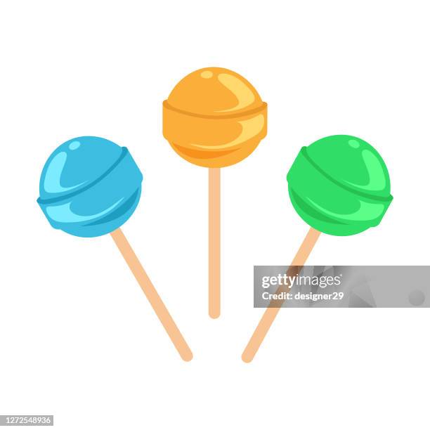 ilustraciones, imágenes clip art, dibujos animados e iconos de stock de lollipop icon flat design. - lollipop