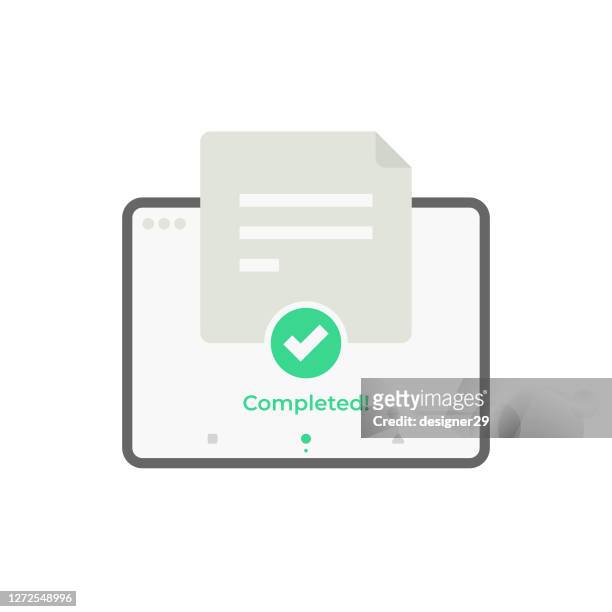 ilustrações, clipart, desenhos animados e ícones de exame on-line no tablet computer vector design on white background. - preencher um formulário