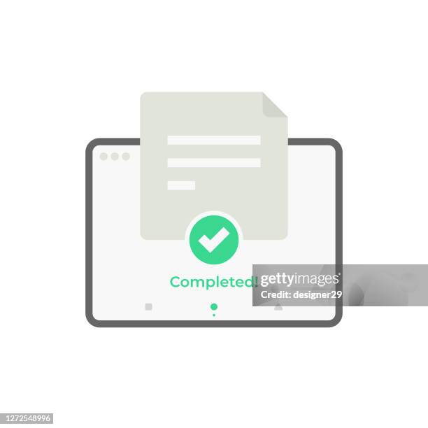 online exam on tablet computer vector design on white background. - form filling stock illustrations