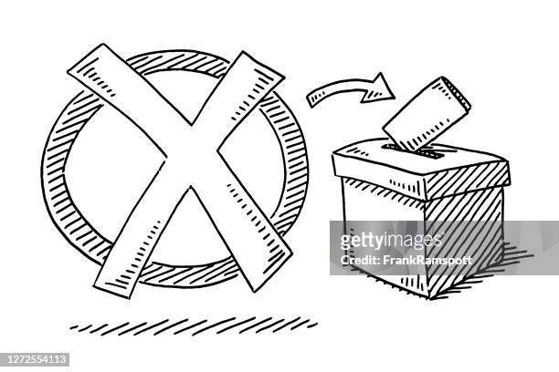 voting check mark wahlbox zeichnung - politische wahl stock-grafiken, -clipart, -cartoons und -symbole