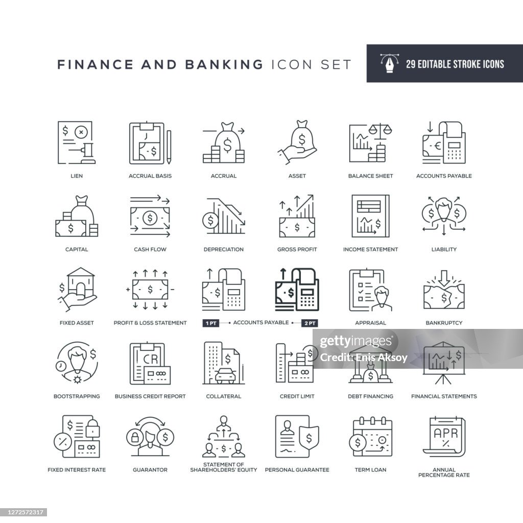 Finance and Banking Editable Stroke Line Icons