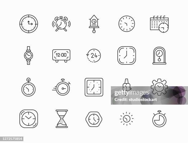 time line icons set. modern outline elements, graphic design concepts - arrival icon stock illustrations