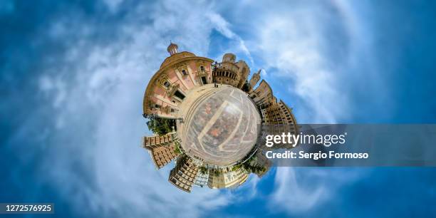 360 degree view tiny planet. plaza de la virgen. valencia, spain - 360 globe stock pictures, royalty-free photos & images