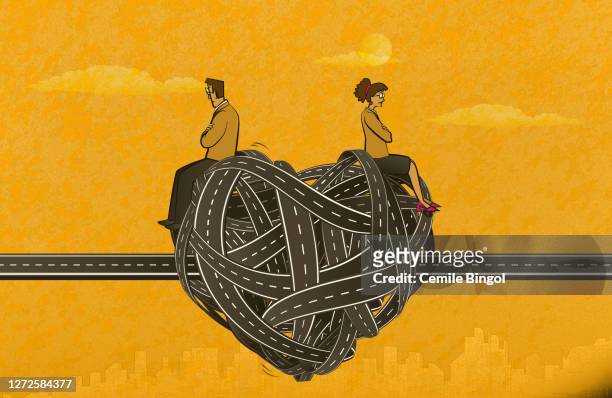 relationship difficulties - breaking and exiting stock illustrations