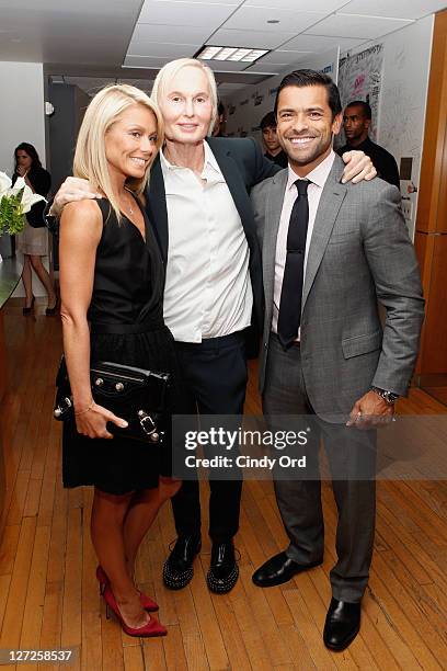 Kelly Ripa, Dr. Frederic Brandt and Mark Consuelos attend Dr. Fredric Brandt's SiriusXM launch event at SiriusXM Studio on September 26, 2011 in New...