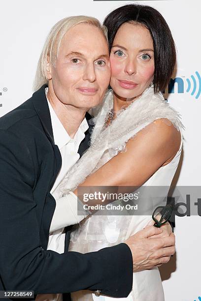 Dr. Frederic Brandt and Lisa Maria Falcone attend Dr. Fredric Brandt's SiriusXM launch event at SiriusXM Studio on September 26, 2011 in New York...