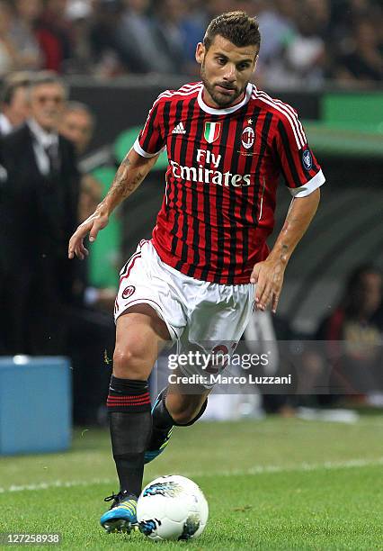 Antonio Nocerino of AC Milan in action during the Serie A match between AC Milan and AC Cesena at Stadio Giuseppe Meazza on September 24, 2011 in...