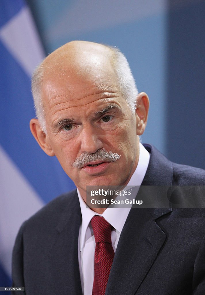 Merkel And Papandreou Meet Over Debt Crisis