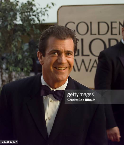 Mel Gibson arrives at Golden Globe Awards Show, January 19, 1997 in Beverly Hills, California.