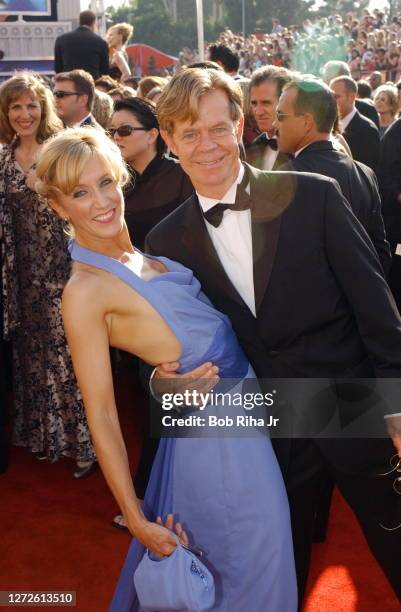 William Macy and Felicity Huffman arrive at Emmy Awards Show, September 21, 2003 in Los Angeles, California.