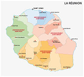 Vector map of the parishes of the Reunion department, France
