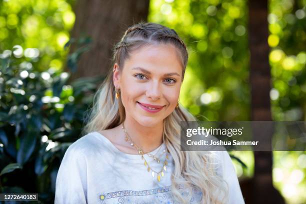 Cheyenne Pahde poses during a photocall at animal shelter Dellbrueck on September 15, 2020 in Cologne, Germany.