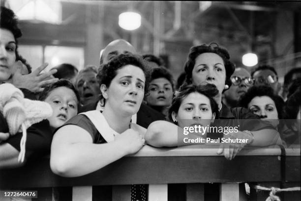 People waiting for the arrival of SS Andrea Doria's survivors, 1956