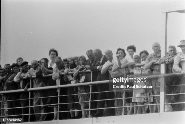 Survivors riding SS Andrea Doria, 1956