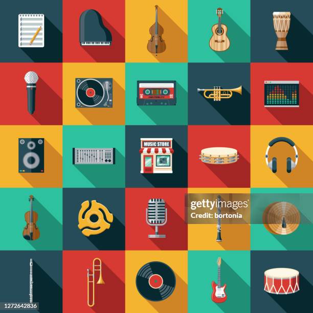 music store icon set - music shop stock illustrations