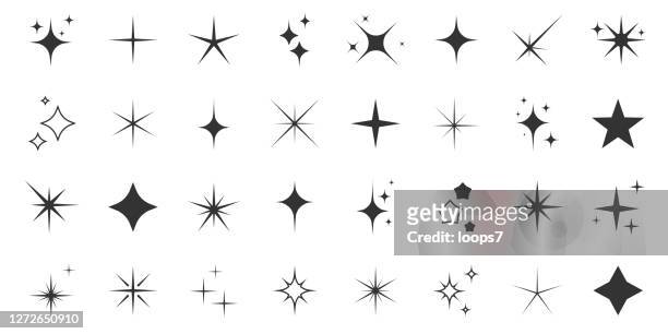sparkle set. collection of 32 premium quality icons - glowing stock illustrations