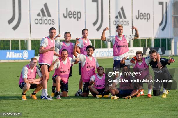 Juventus players Dejan Kulusevski, Merih Demiral, Leonardo Bonucci, Arthur, Mattia De Sciglio, Weston McKennie, Douglas Costa, Alex Sandro, Giacomo...