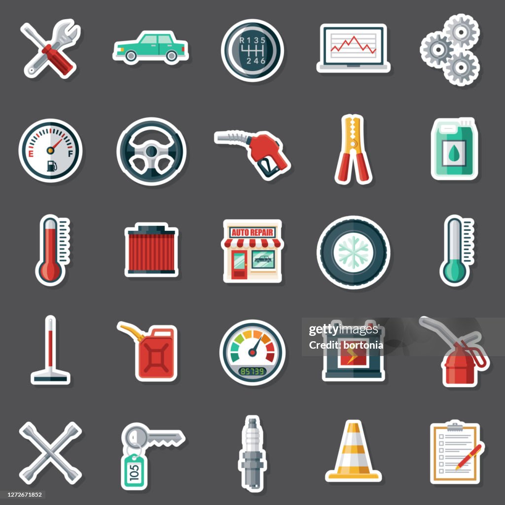 Auto Shop Stickers Example Auto Repair Shop Sticker Set High-Res Vector Graphic - Getty Images