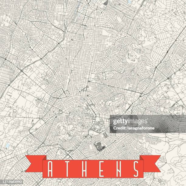 athens, greece vector map - olympic stadium vector stock illustrations