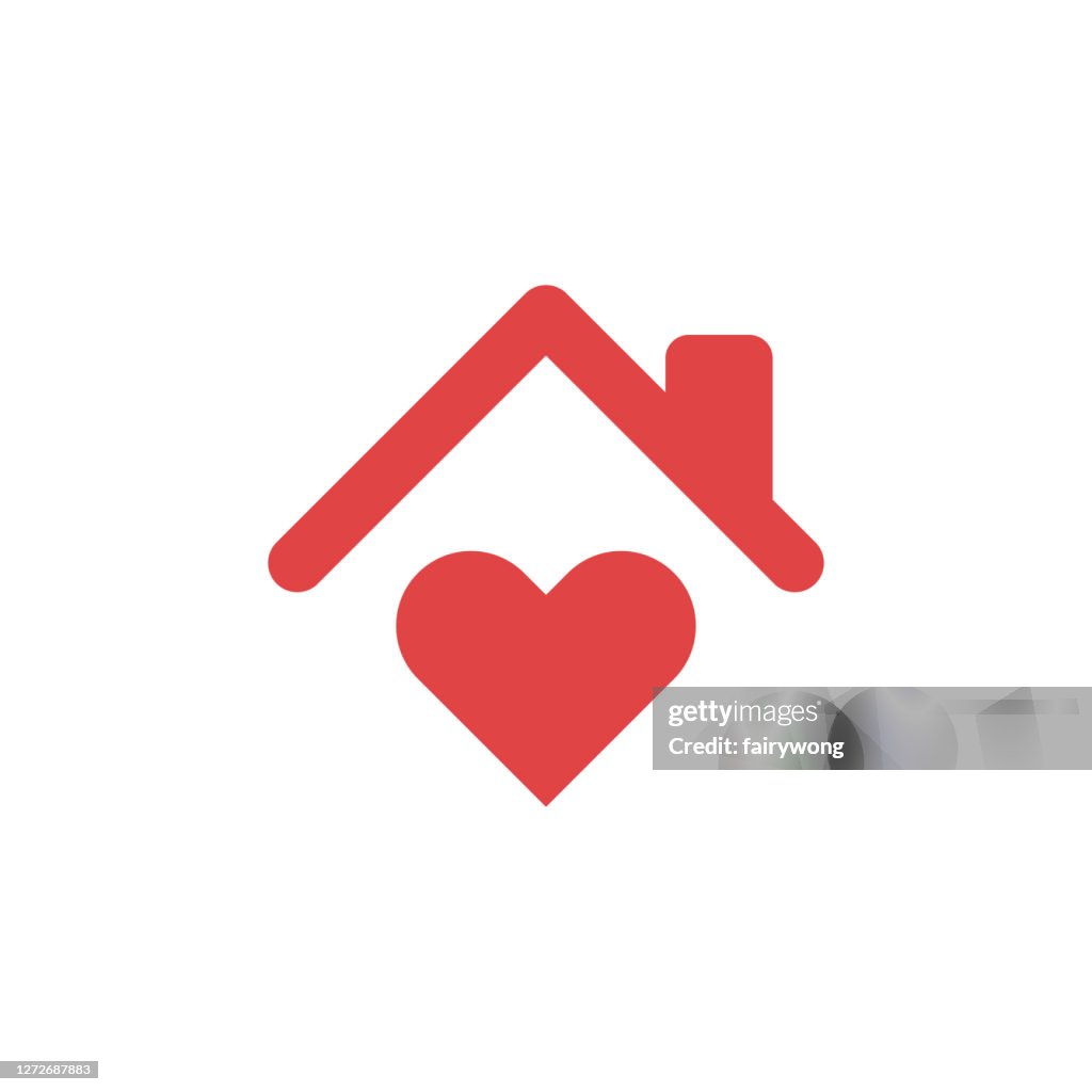 Stay Home Concept, Home Liebe Herz-Symbol