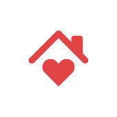 Stay Home Concept,home love heart icon