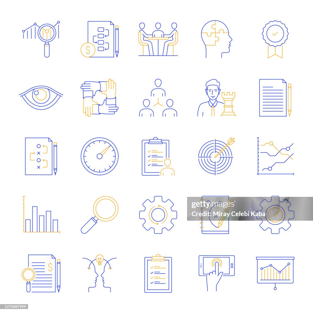 Business Analysis Related Color Line Icon Set