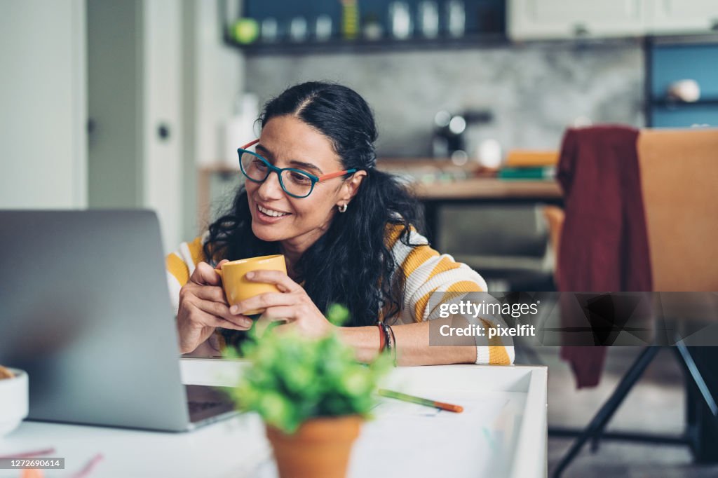 Woman meeting people online during the coronavirus pandemic