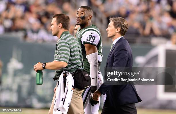 Antonio Allen of the New York Jets during a game against the New York Giants at Metlife Stadium on August 22, 2014 in East Rutherford, New Jersey.