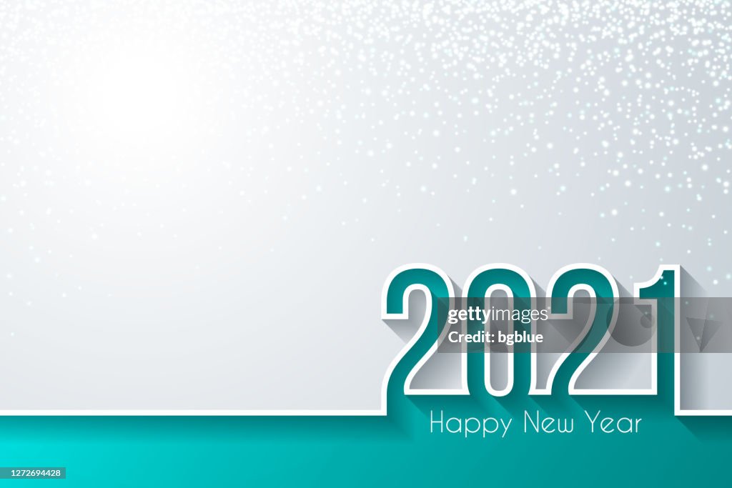 Happy new year 2021 with gold glitter - White background